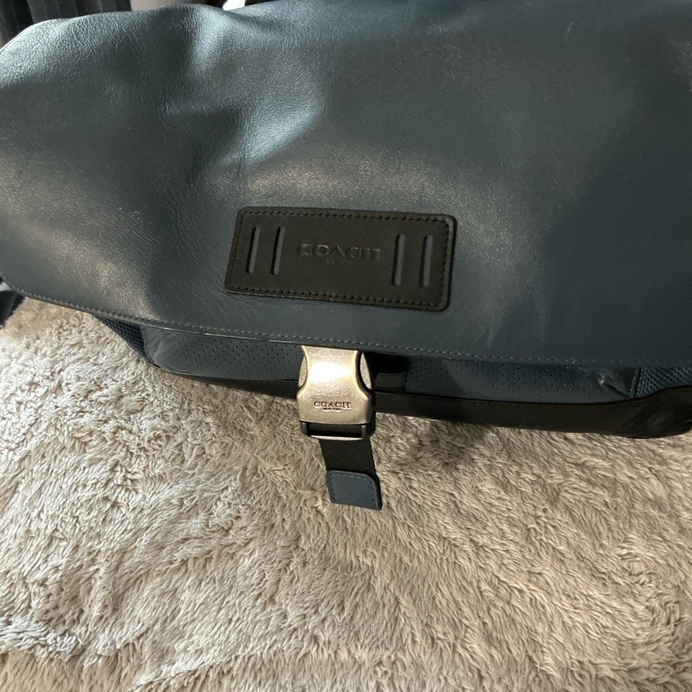 Coach Dark Blue Leather Messenger Bag